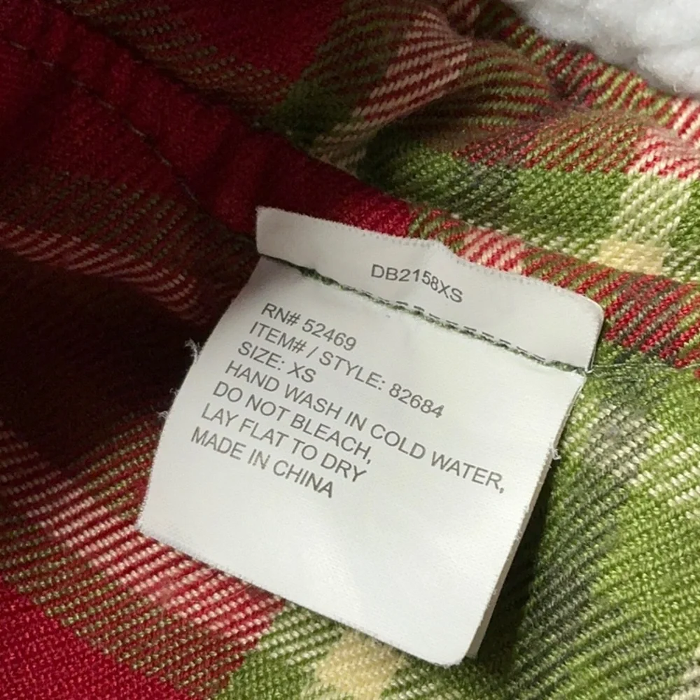 Green Quilted Dog Jacket with Red Plaid Accents